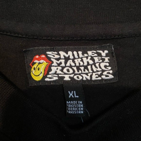 SOLD OIT NWT Unisex Market X Smiley X The Rolling Stones Black T-Shirt XL - Picture 10 of 12